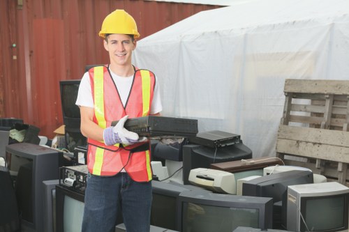 Waste sorting and recycling process at a demolition site